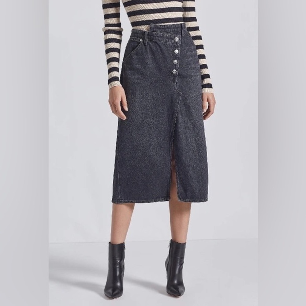 Current/Elliot Asymmetrical Black Denim Skirt - Size 25